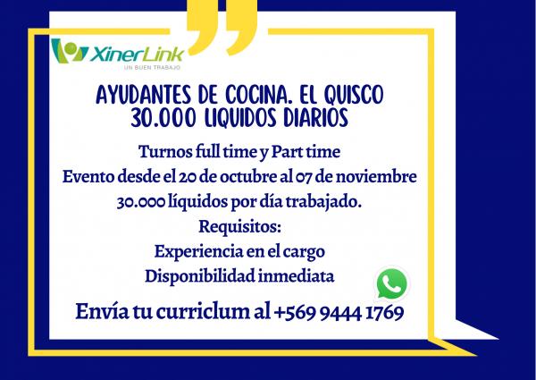 AYUDANTES DE COCINA 30000 LÍQUIDOS X DÍA
